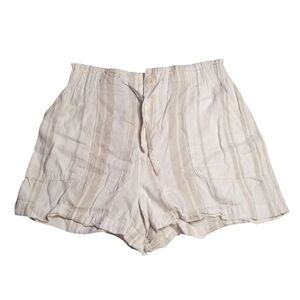 Madewell Paper Bag Tie Waist Linen Blend Subtle Stripe Shorts Tan Size Small